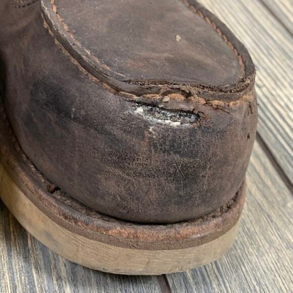 Red Wing Safety Toe Work Boots Men Sz 11.5 Dark Brown Moc Toe Oiled Leather 6" - Picture 3 of 11